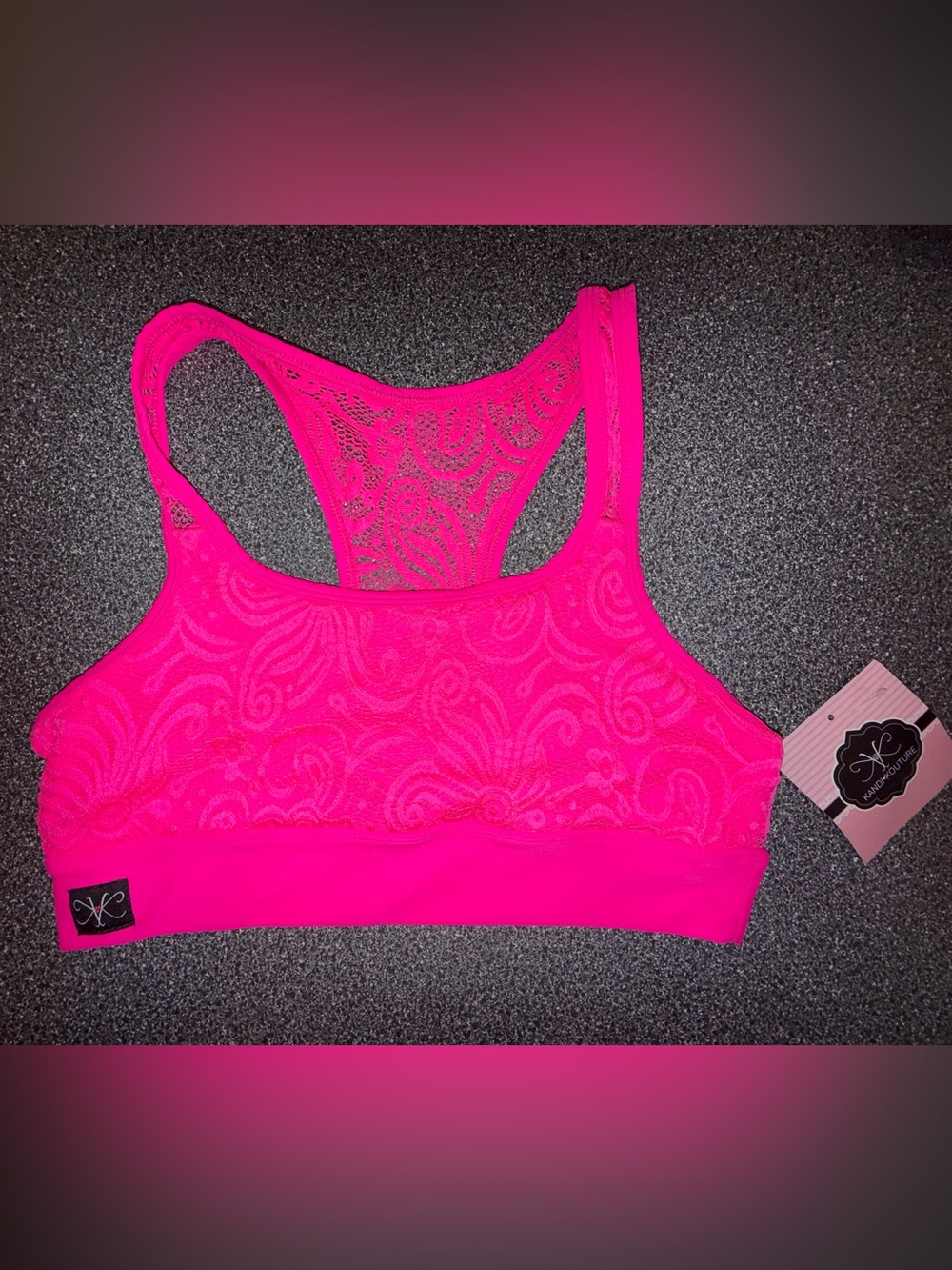 Kandi Kouture NWT! Hot Pink Dance Bra Size Teen Adult Medium